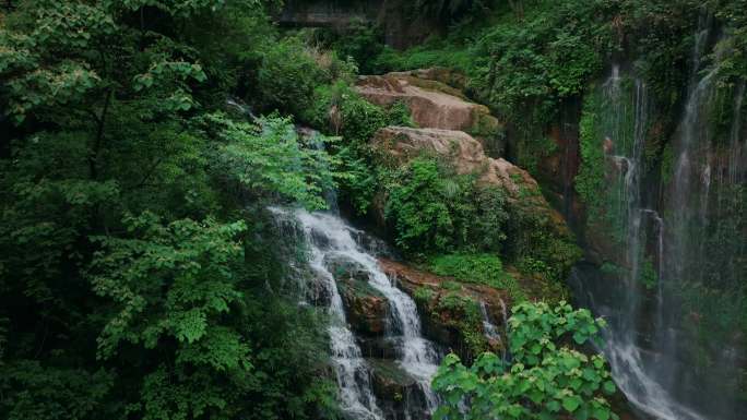 大关黄连河山水瀑布自然风光4K高清素材