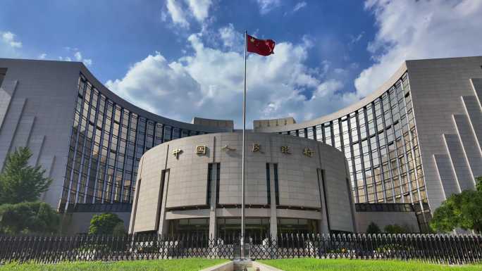 中国人民银行蓝天白云延时