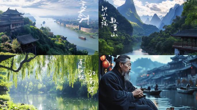 泊船瓜洲 王安石 中国风 山水河流 禅意
