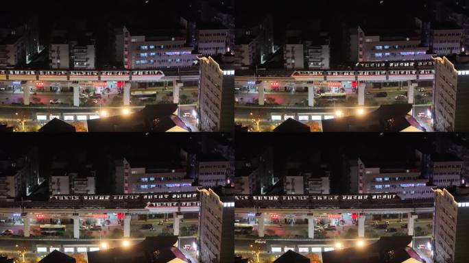 安徽芜湖轻轨轨道交通夜景