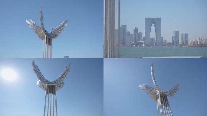 苏州金鸡湖畔 飞翔雕塑