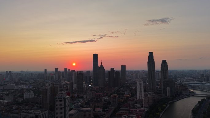 天津城市日落景观