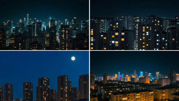 万家灯火小区过年团圆团聚居民楼城市夜晚
