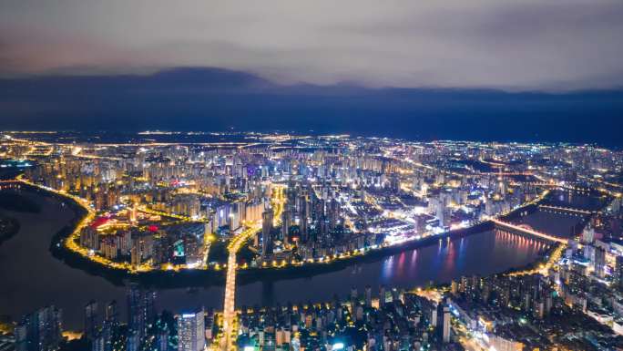 赣州夜景航拍延时