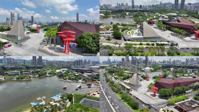 4K航拍深圳欢乐海岸 南山区商圈