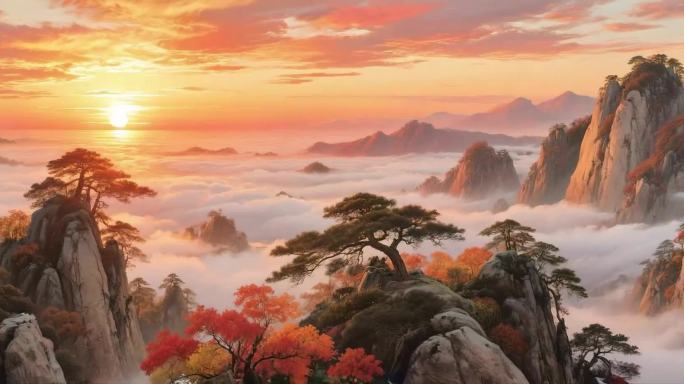 云海日出山水国画风