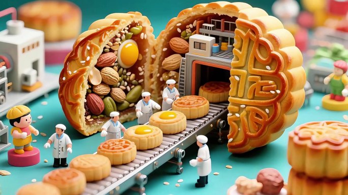 小人国月饼制作全流程微观世界