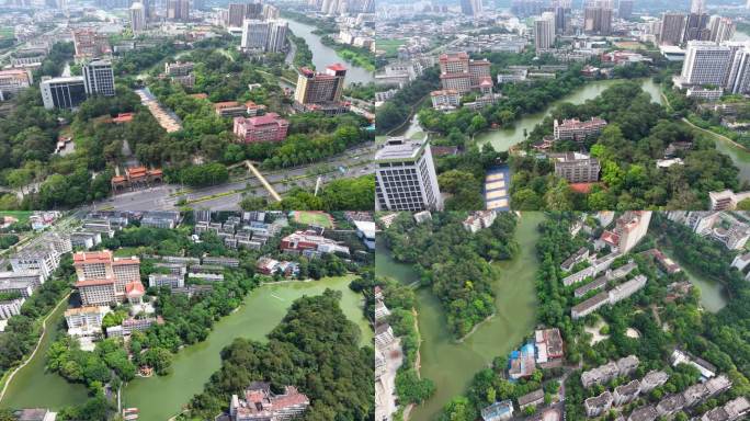 广西民族大学相思湖校区航拍素材本科教育