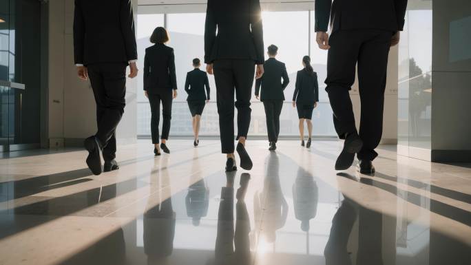 商务人士的自信步伐 职场精英团队前行