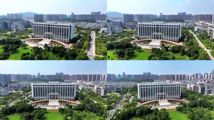 原创4K长沙市政府人民会堂委员会航拍