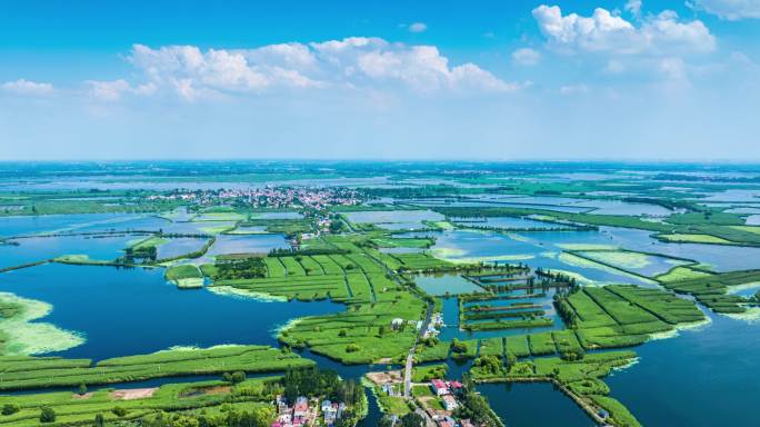 4K河北雄安新区白洋淀蓝天白云延时
