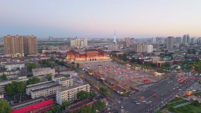 4k航拍河南洛阳应天门夜景