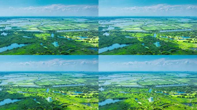 4K河北雄安新区白洋淀蓝天白云延时