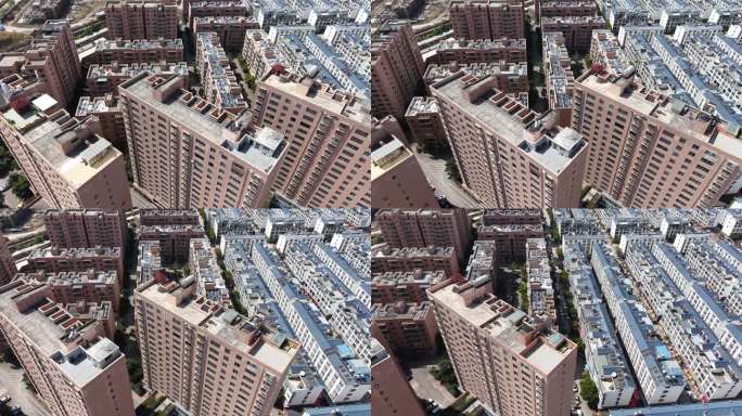 城市小区住宅楼房建筑航拍