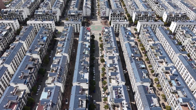 城市小区住宅楼房建筑航拍