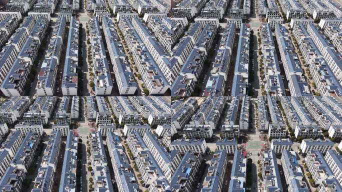 城市小区住宅楼房建筑航拍