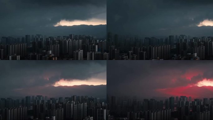 城市暴雨前的压抑天空