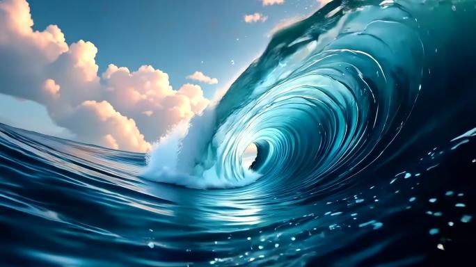 海浪翻滚的壮丽景象