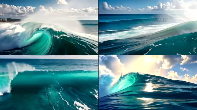 海浪翻滚的壮丽景象