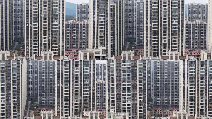 城市小区住宅楼房建筑航拍