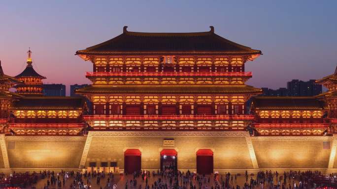 4k航拍河南洛阳应天门夜景