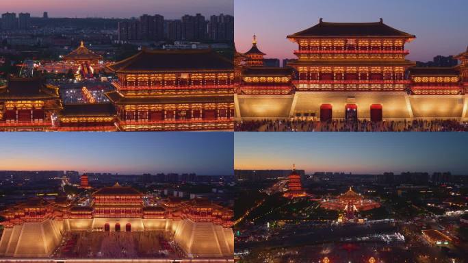 4k航拍河南洛阳应天门夜景