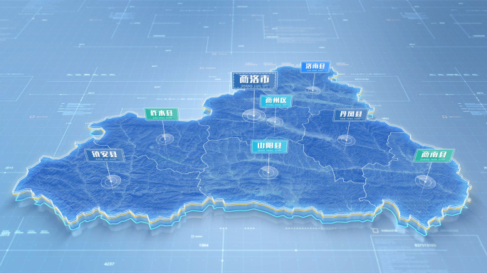 商洛市地图科技简约地图商洛地图