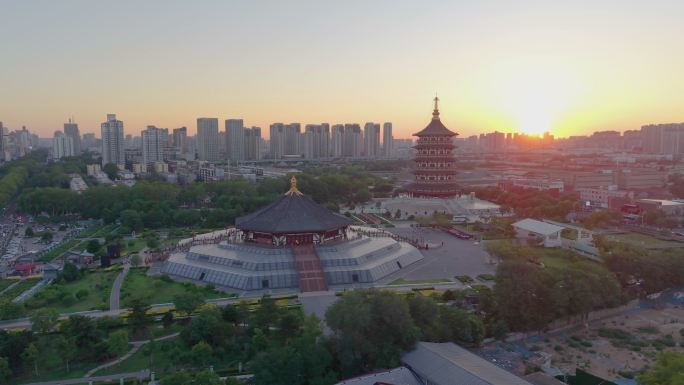 4k航拍河南洛阳应天门夜景