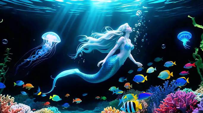 美人鱼的梦幻海底世界LED宽屏素材