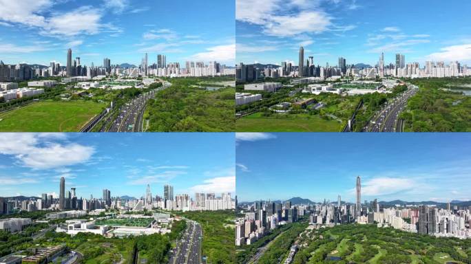 4K航拍延时深圳福田区城市空镜
