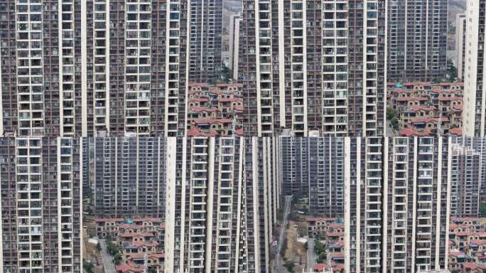 城市小区住宅楼房建筑航拍