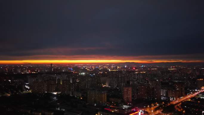 城市绝美黄昏夜景