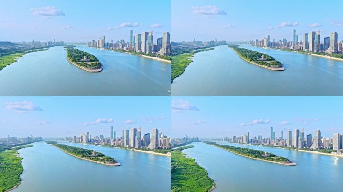 长沙橘子洲头日景航拍