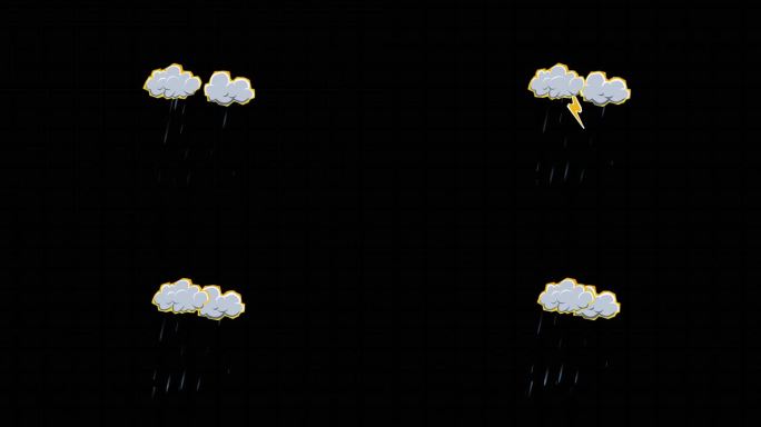 【通道素材/AE工程】卡通雷雨天气动画