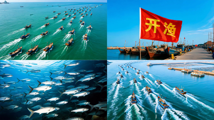 开海节渔船出海捕捞水产海洋牧场百舸争流