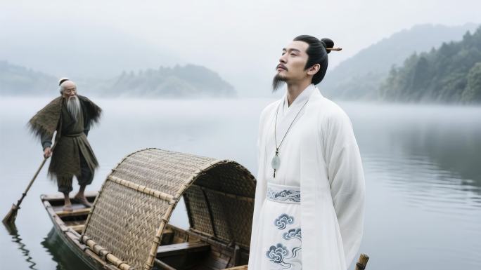 江上泛舟古风意境
