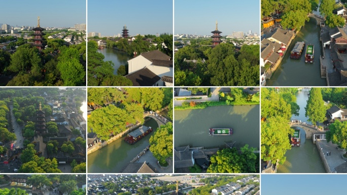 苏州寒山寺 苏州寒山寺航拍 江南园林
