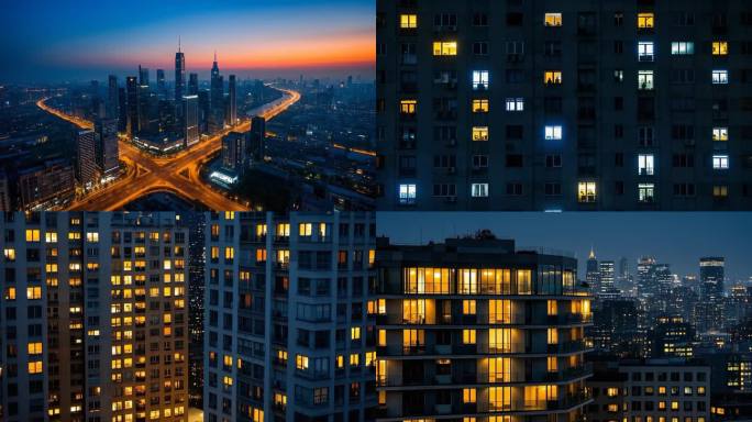 万家灯火团圆夜晚城市夜晚空镜头