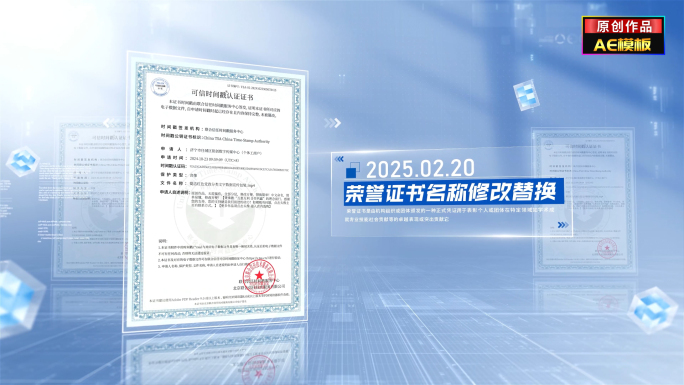 简洁多个荣誉证书墙展示宣传
