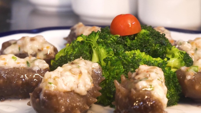 美食烹饪 海鲜料理 海参酿虾滑