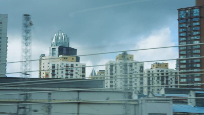 车窗外的城市 电影感 晃动虚焦朦胧感画面