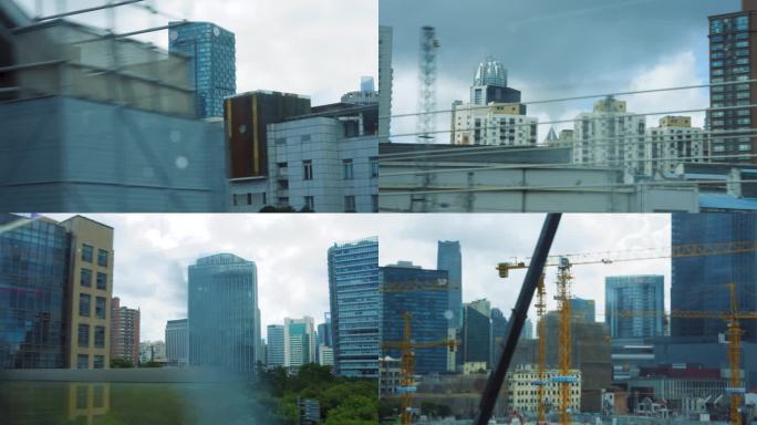 车窗外的城市 电影感 晃动虚焦朦胧感画面