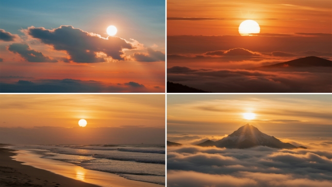 日出日落太阳升起云海海上日出夕阳日出延时