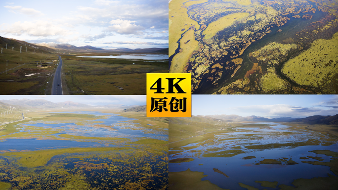 青海玉树隆宝滩湿地保护区湿地生态航拍
