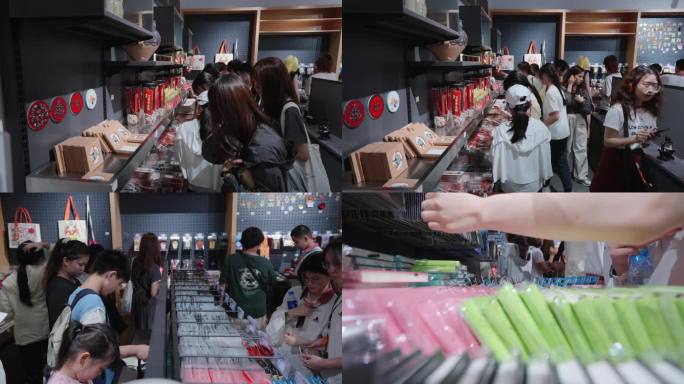 湖南省博物馆文创商店购物消费的观众空镜