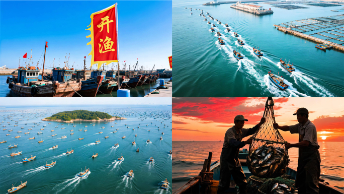 开海节渔船出海渔船捕捞水产资源百舸争流