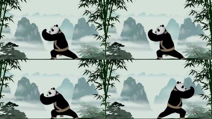 功夫熊猫中国风水墨背景