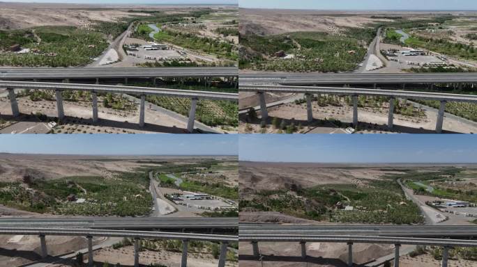 沙漠公路高架桥航拍