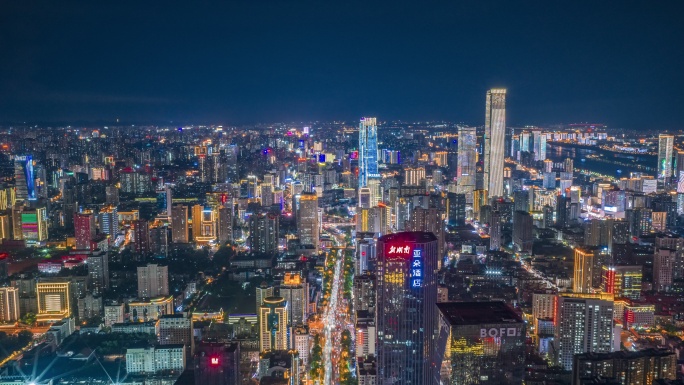 长沙芙蓉路夜景航拍延时