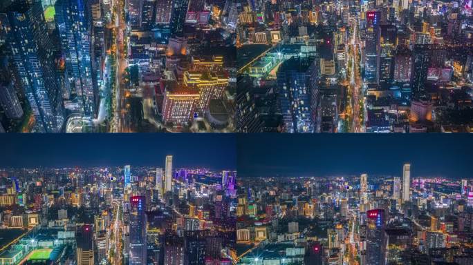 长沙芙蓉路夜景航拍延时